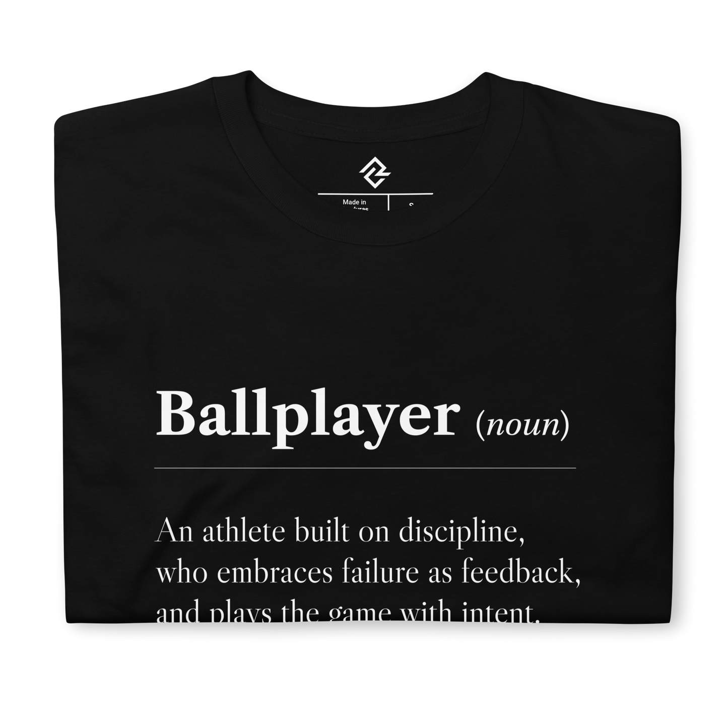 Folded detail view of the youth BALLPLAYER baseball t-shirt by Rake City.