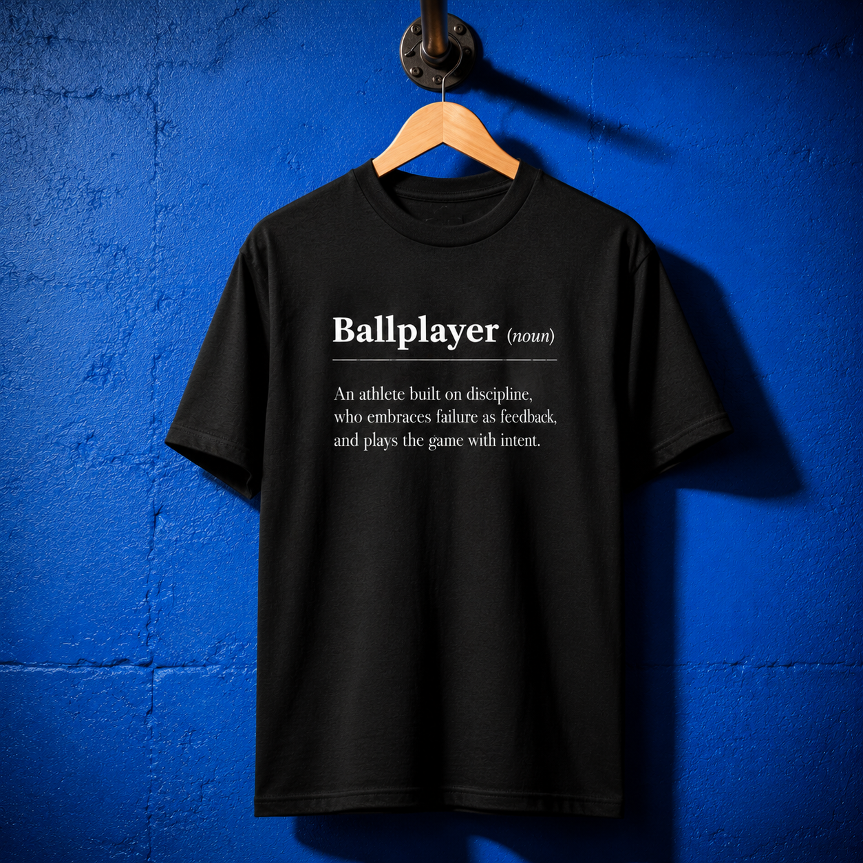 Ballplayer baseball t-shirt hanger by Rake City.