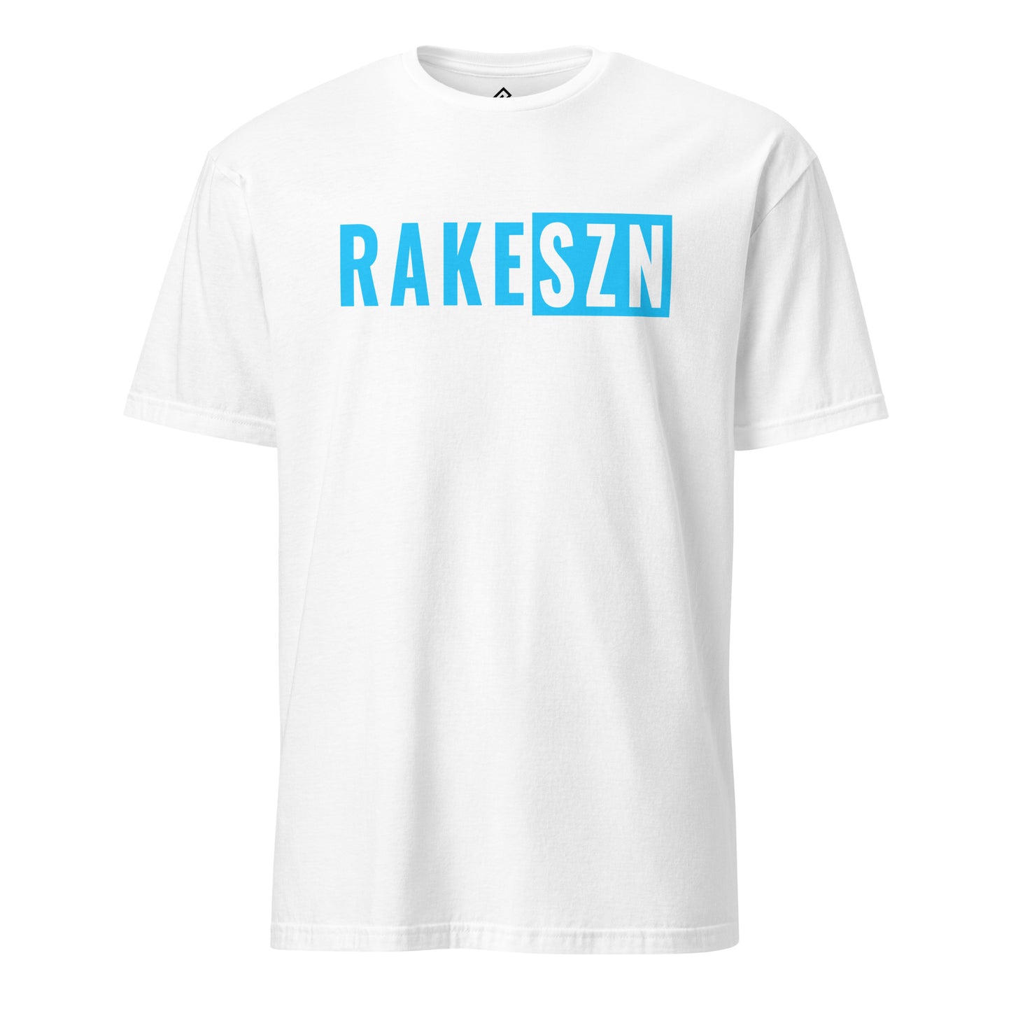 White RAKE SZN premium baseball tee by Rake City.