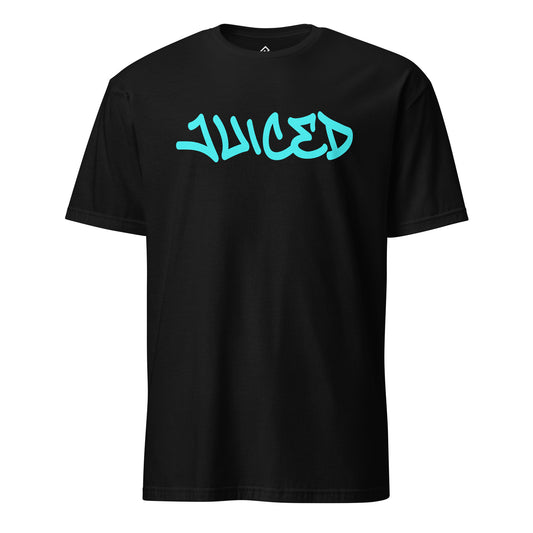Front view of the JUICED premium baseball t-shirt by Rake City.