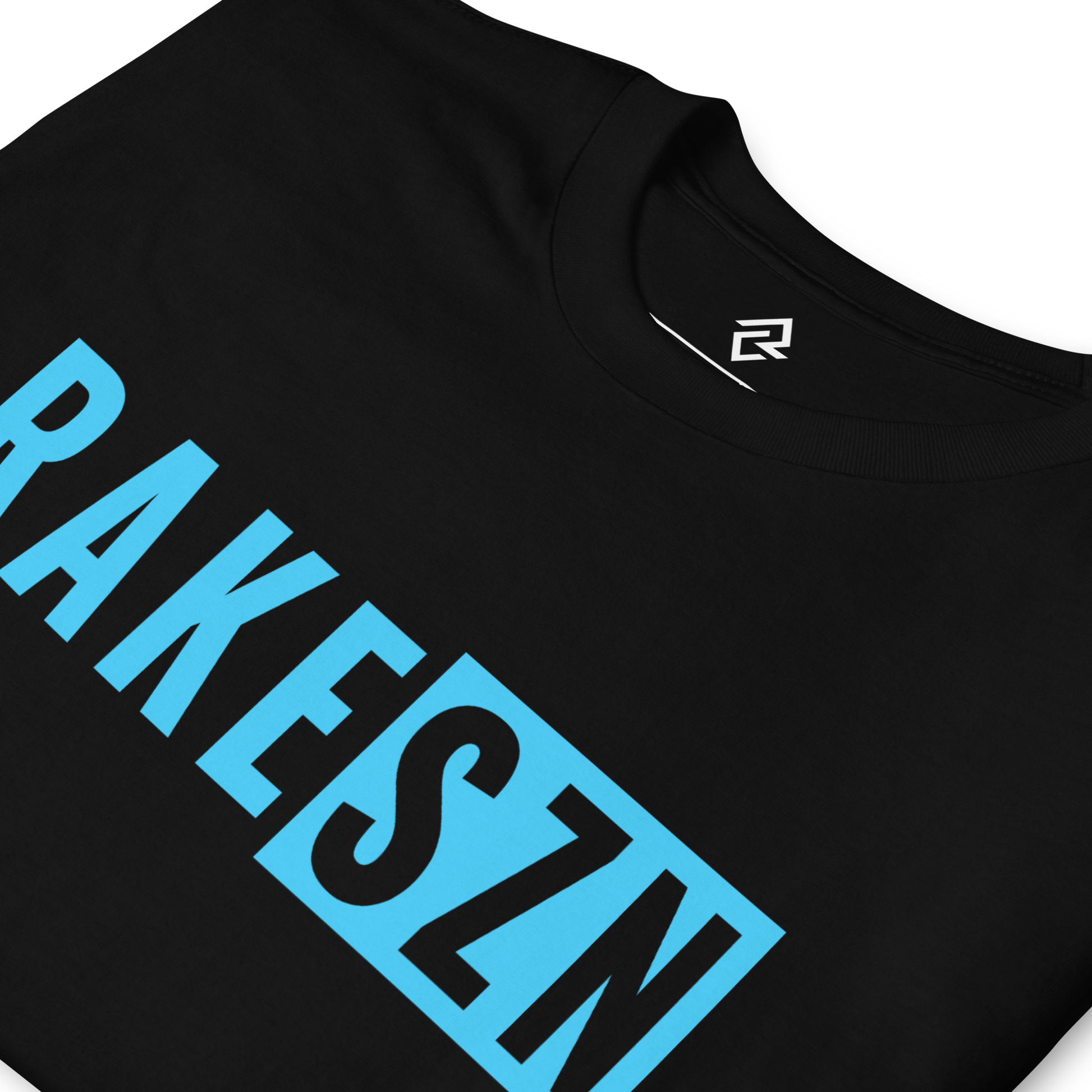 Folded detail view of the youth RAKESZN premium baseball t-shirt by Rake City.