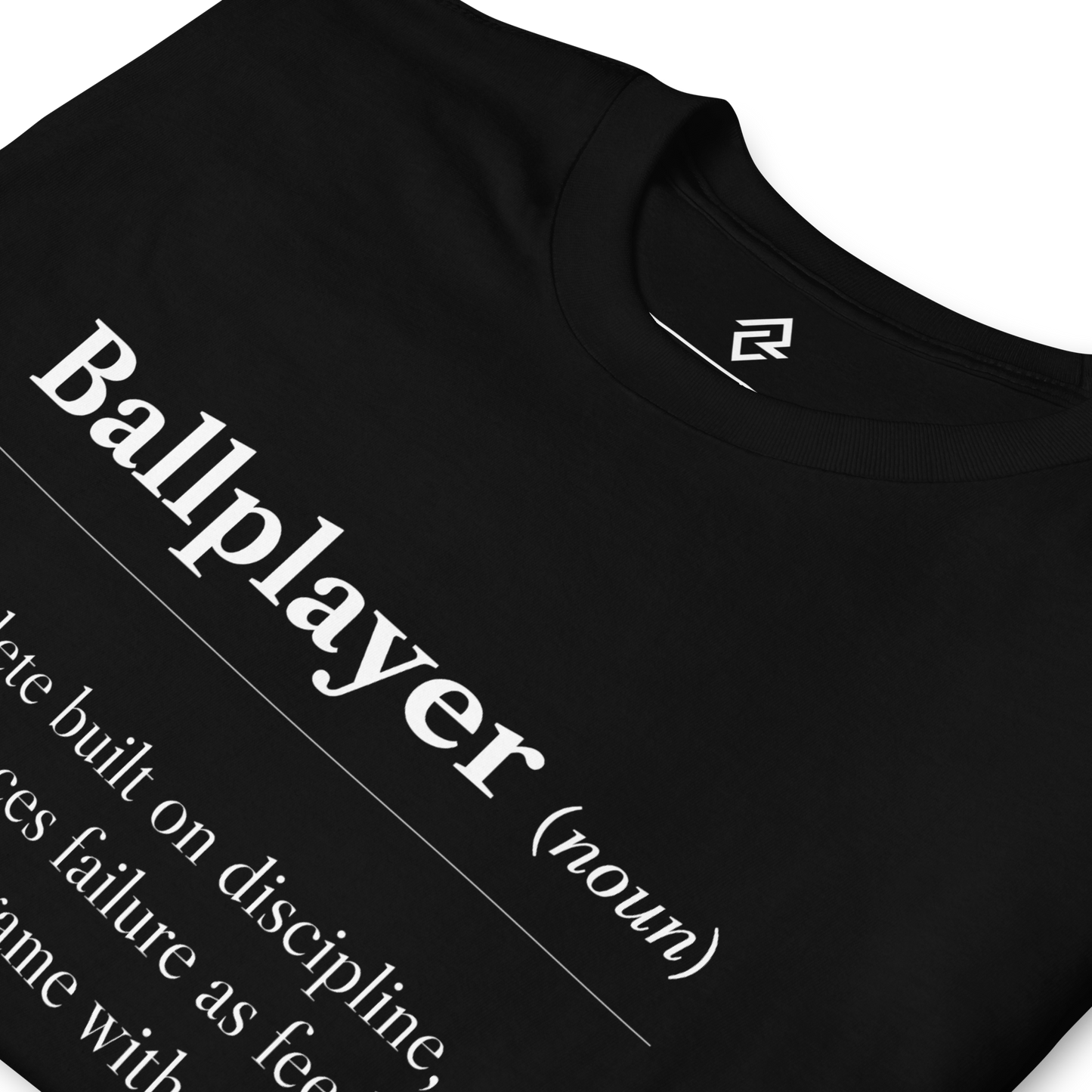 Folded detail view of the youth BALLPLAYER baseball t-shirt by Rake City.