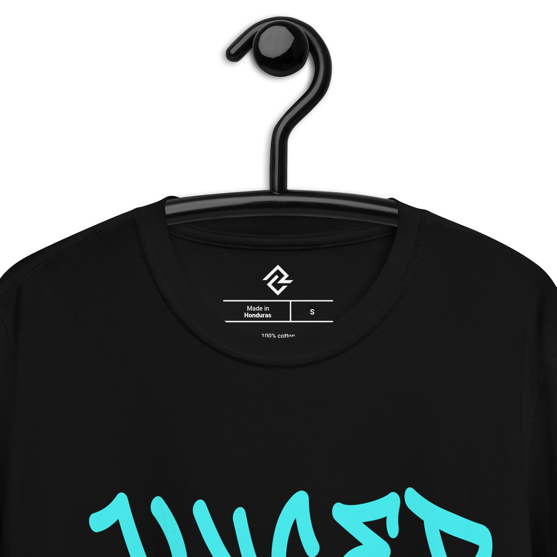 Hanger detail view of the youth JUICED premium baseball t-shirt by Rake City.